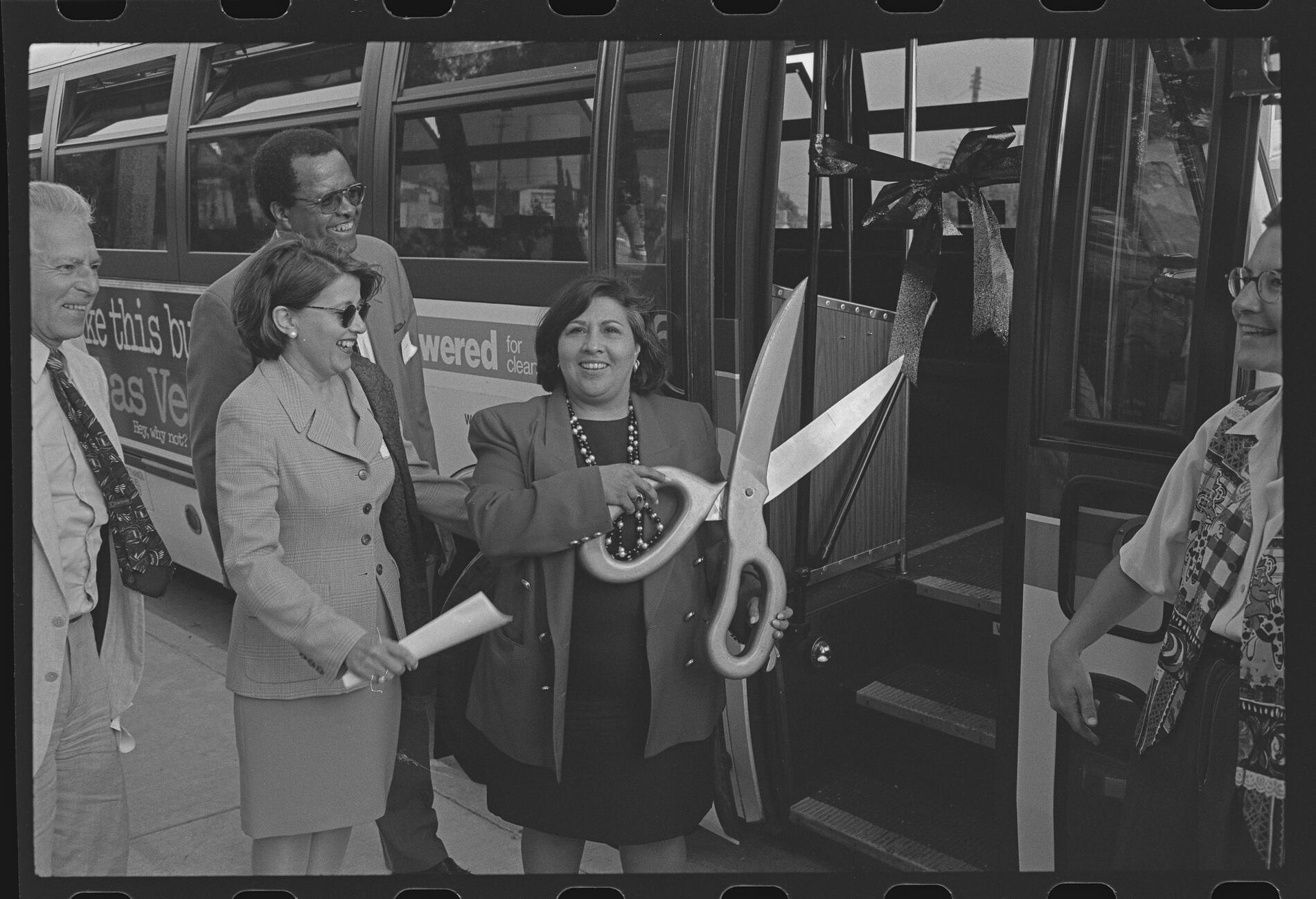 Grand opening of the East LA Park &amp; Ride bus. June 28, 1995.